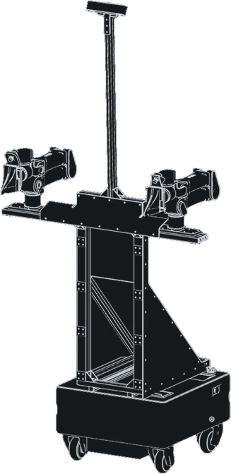 Line drawing of Bit 0: two arms on a fixed frame over a small mobile base