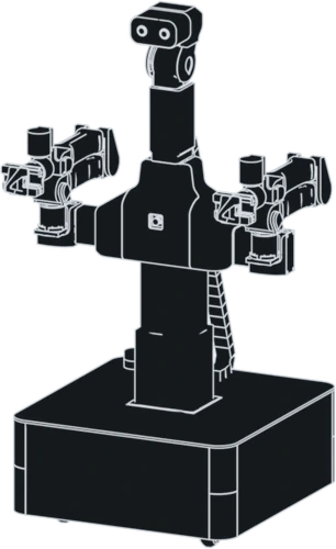 Line drawing of Bit 0.4: white chest covers, a moving head and a short base